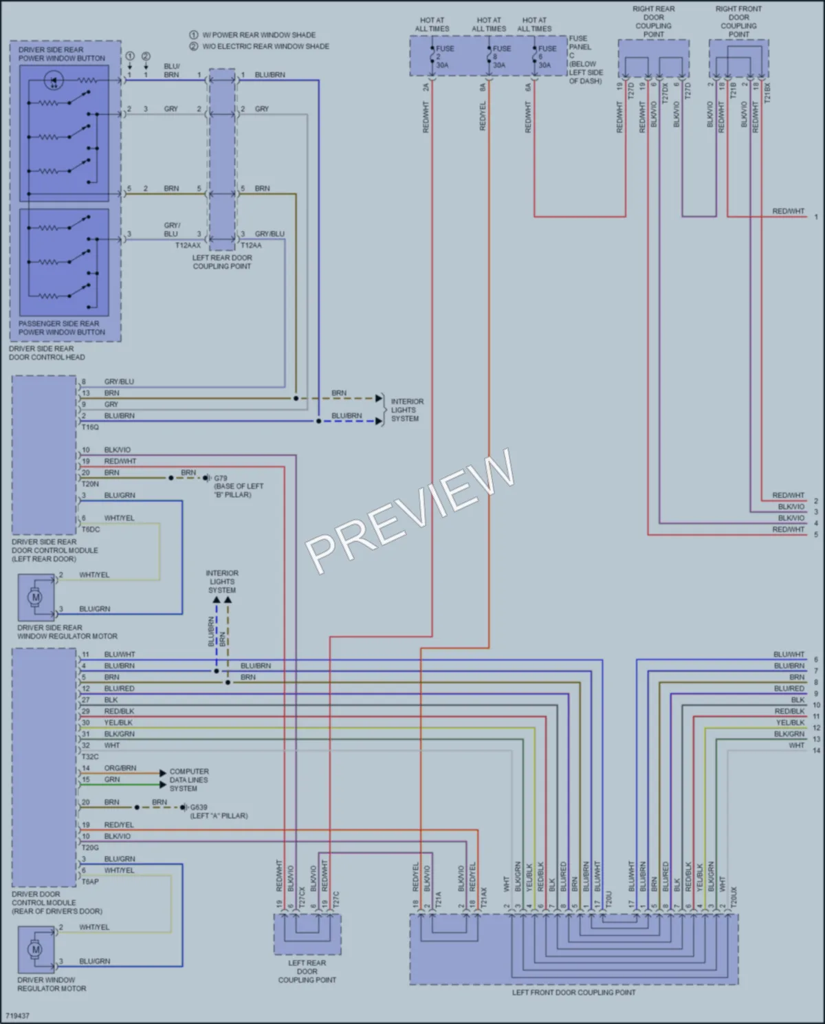 2020 Audi A8Le Power Windows wiring diagram preview