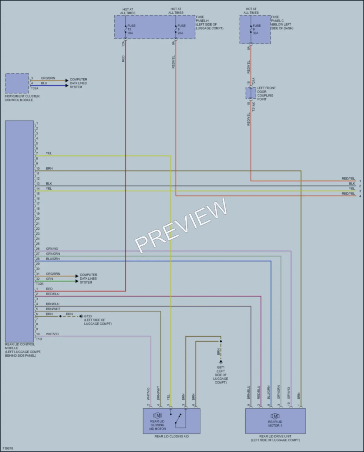 2020 Audi A8Le Trunk Tailgate Fuel Door wiring diagram preview