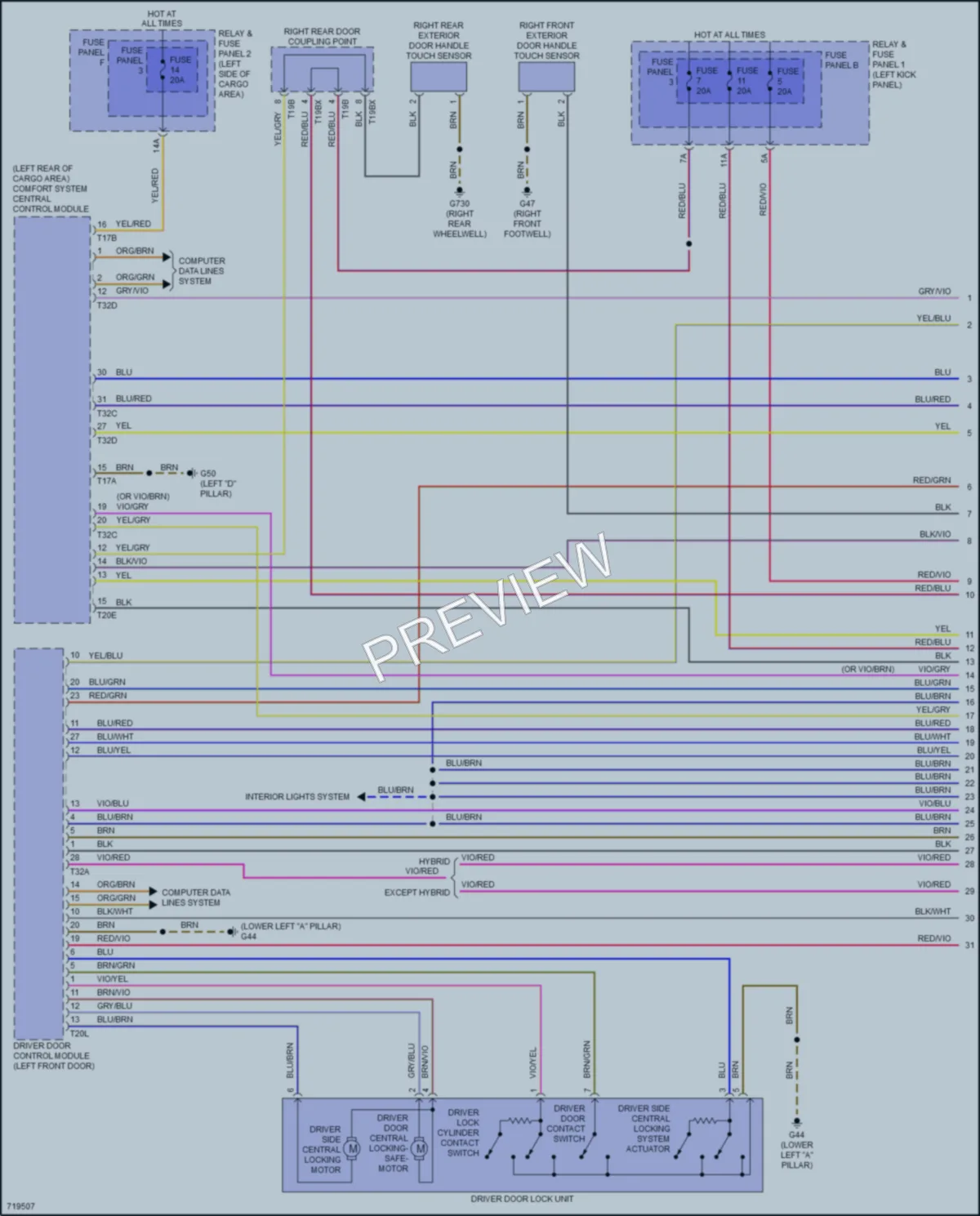 2020 Audi Q5 Power Door Locks wiring diagram preview