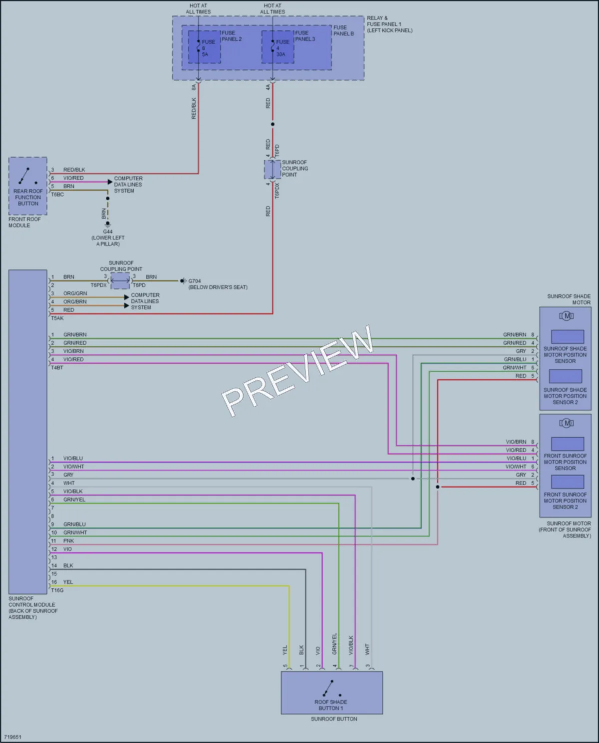 2020 Audi Q5e Power Top Sunroof wiring diagram preview