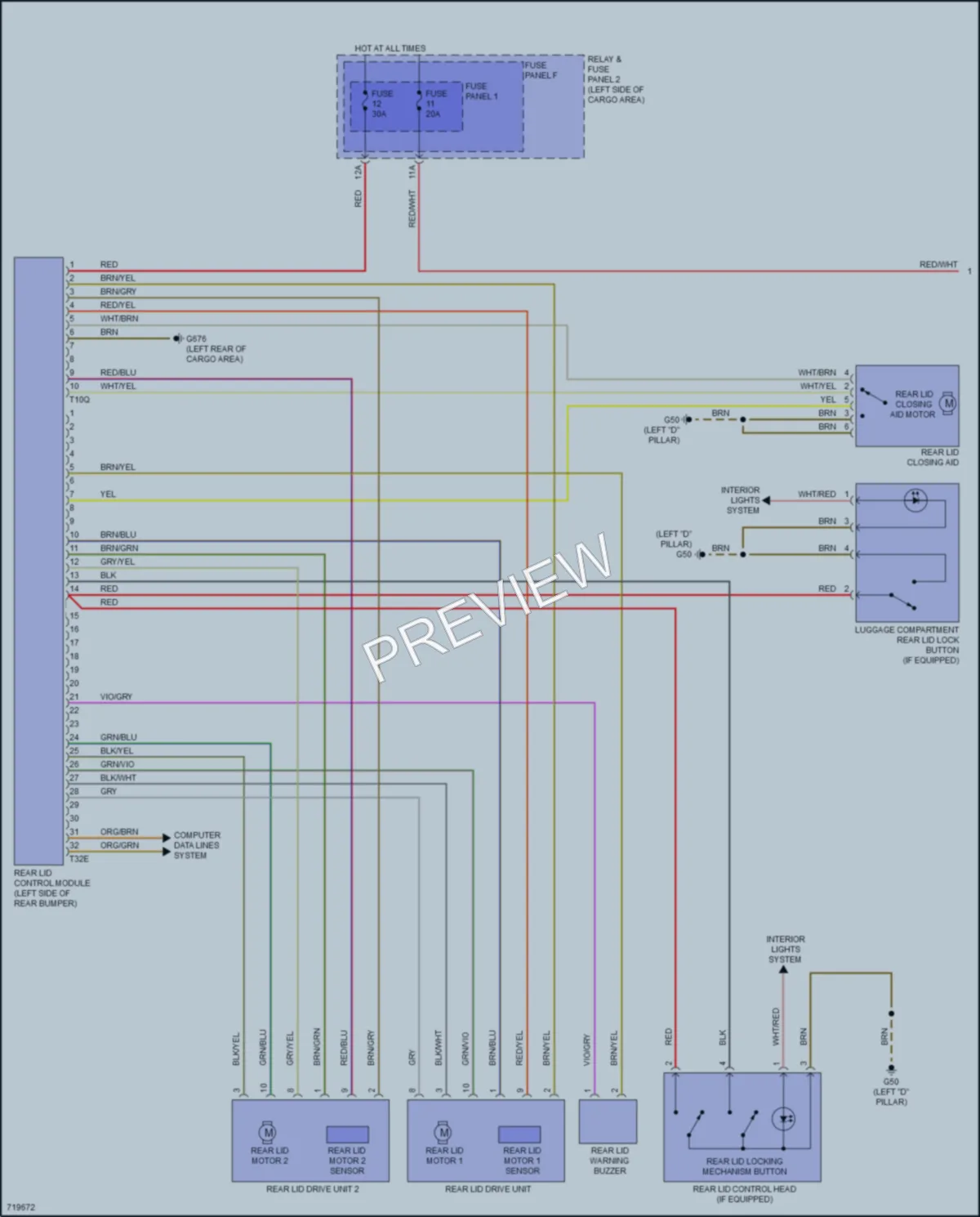 2020 Audi Q5e Trunk Tailgate Fuel Door wiring diagram preview