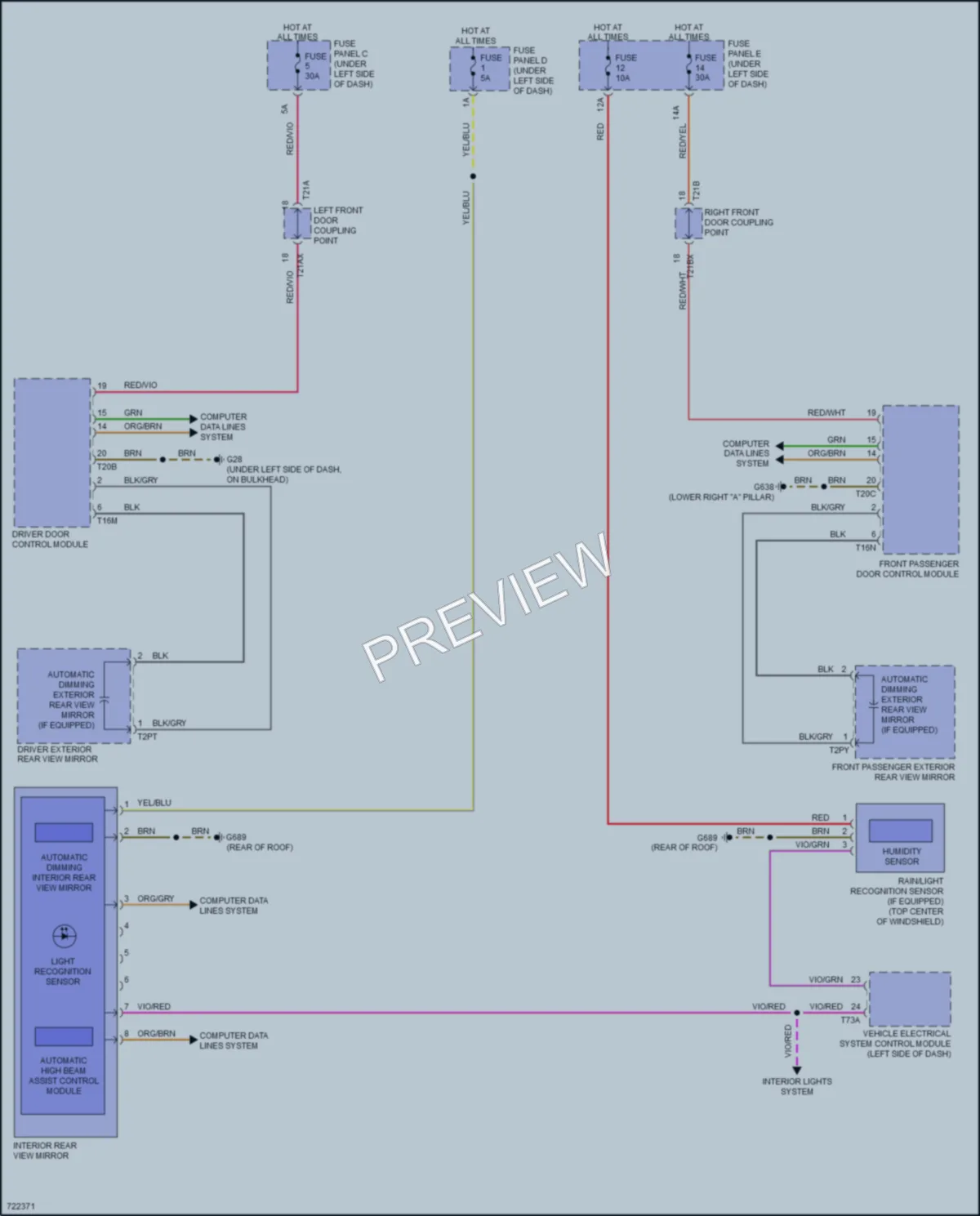 2020 Audi Q8 Power Mirrors wiring diagram preview