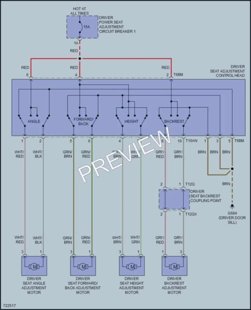 2020 Audi Q8 Power Seats wiring diagram preview