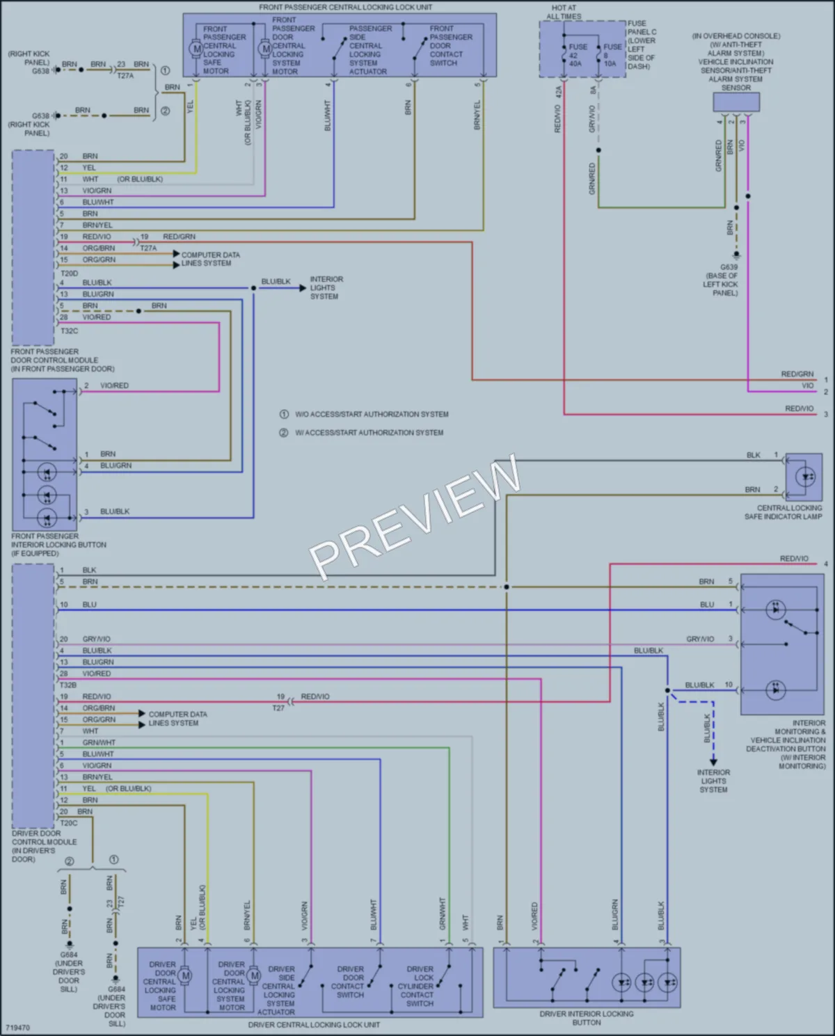 2020 Audi RS3 Power Door Locks wiring diagram preview