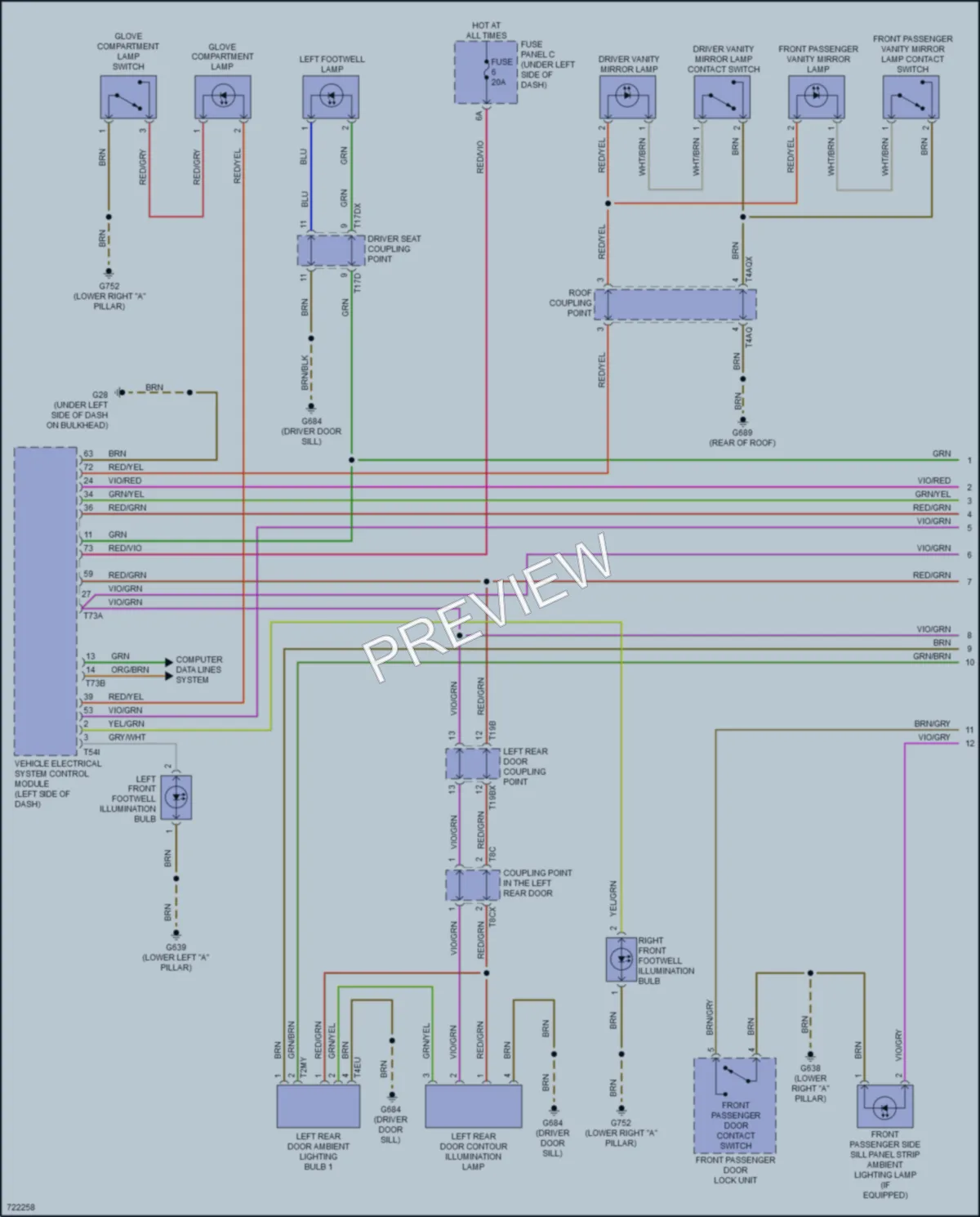2020 Audi RSQ8 Interior Lights wiring diagram preview