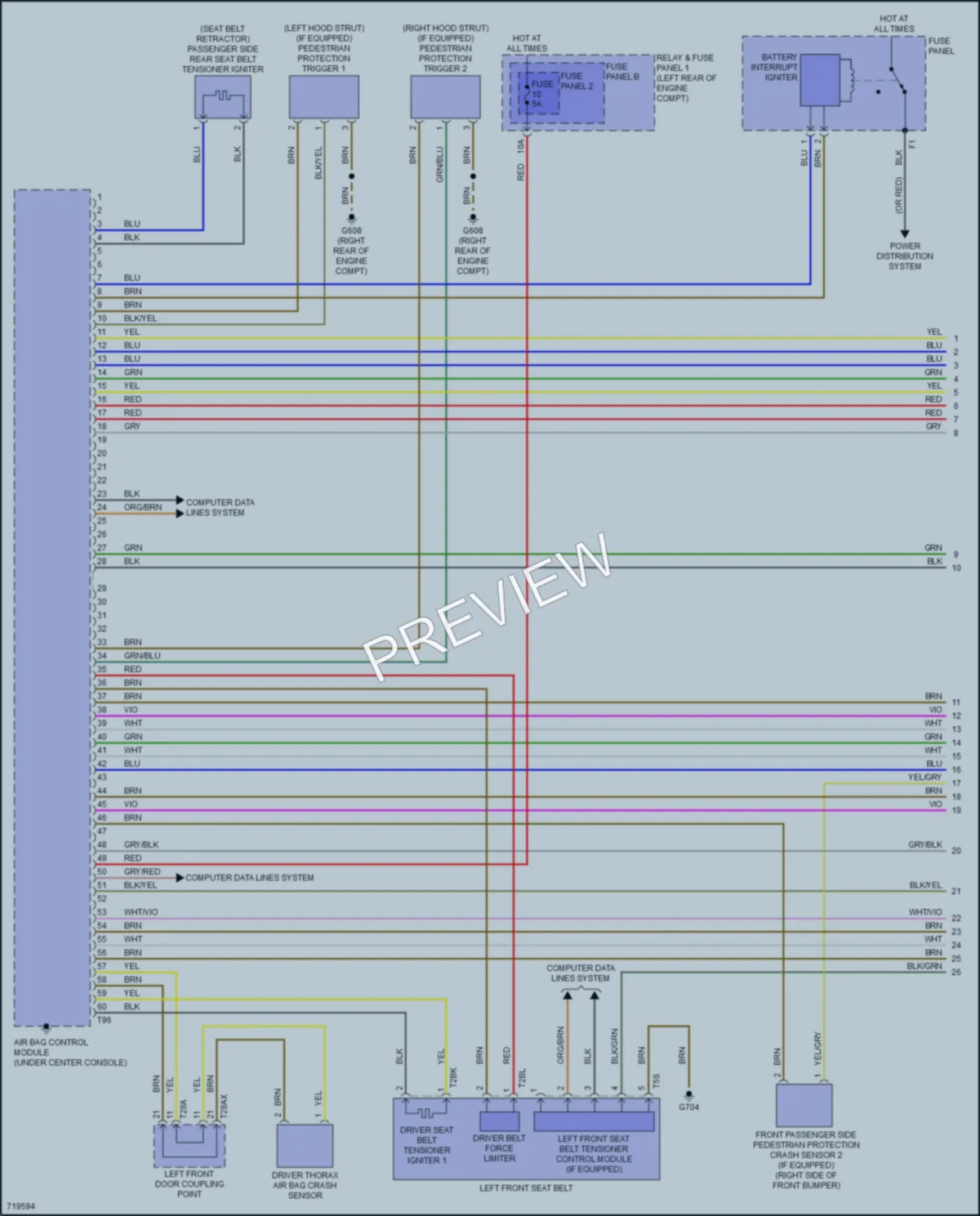 2020 Audi S4 Supplemental Restraints wiring diagram preview