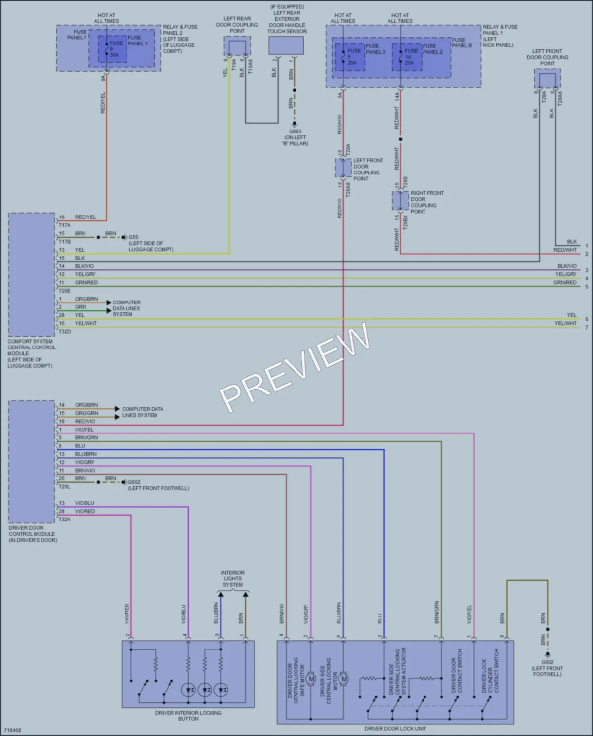 2020 Audi S5 Power Door Locks wiring diagram preview
