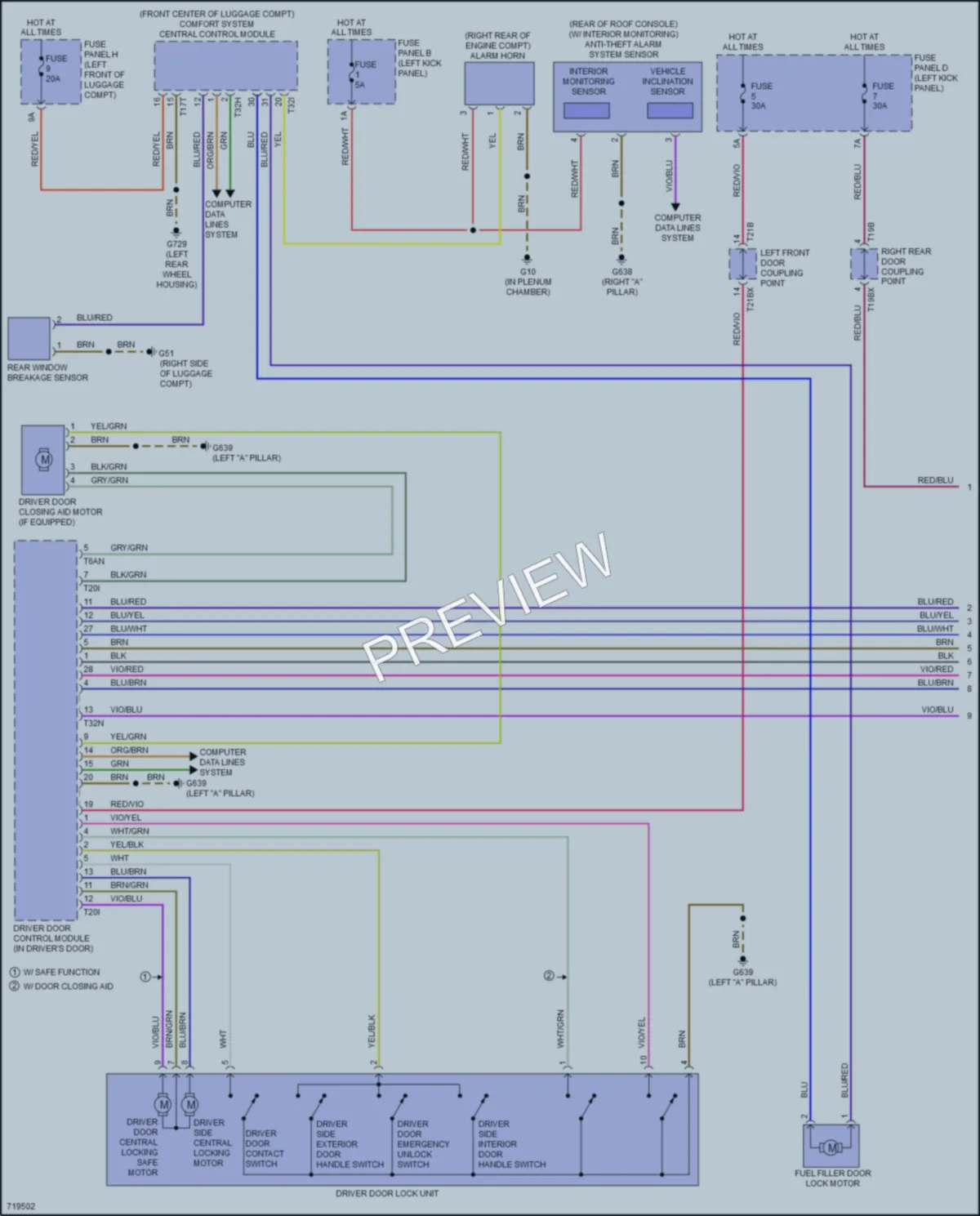 2020 Audi S7 Power Door Locks wiring diagram preview