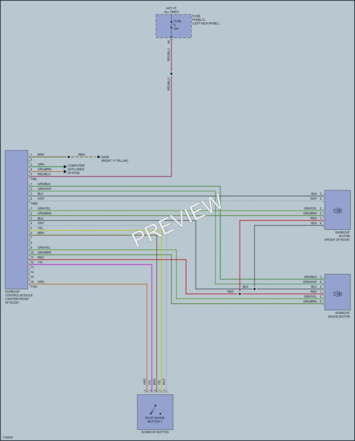 2020 Audi S7 Power Top Sunroof wiring diagram preview