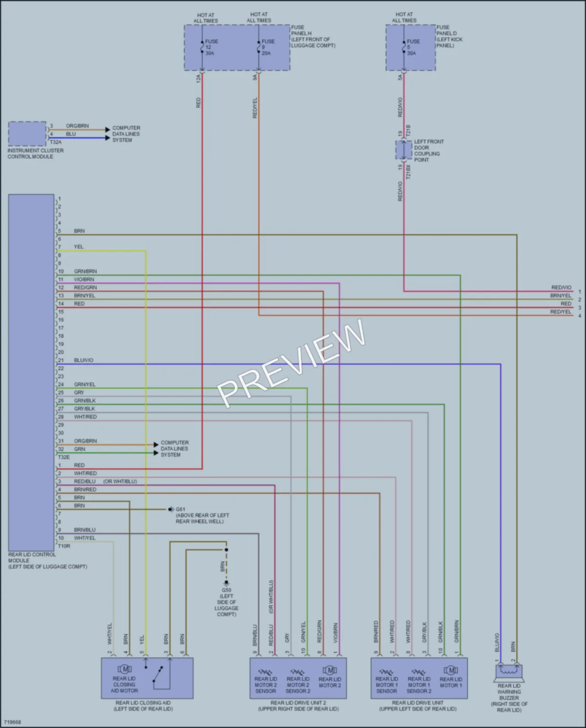 2020 Audi S7 Trunk Tailgate Fuel Door wiring diagram preview