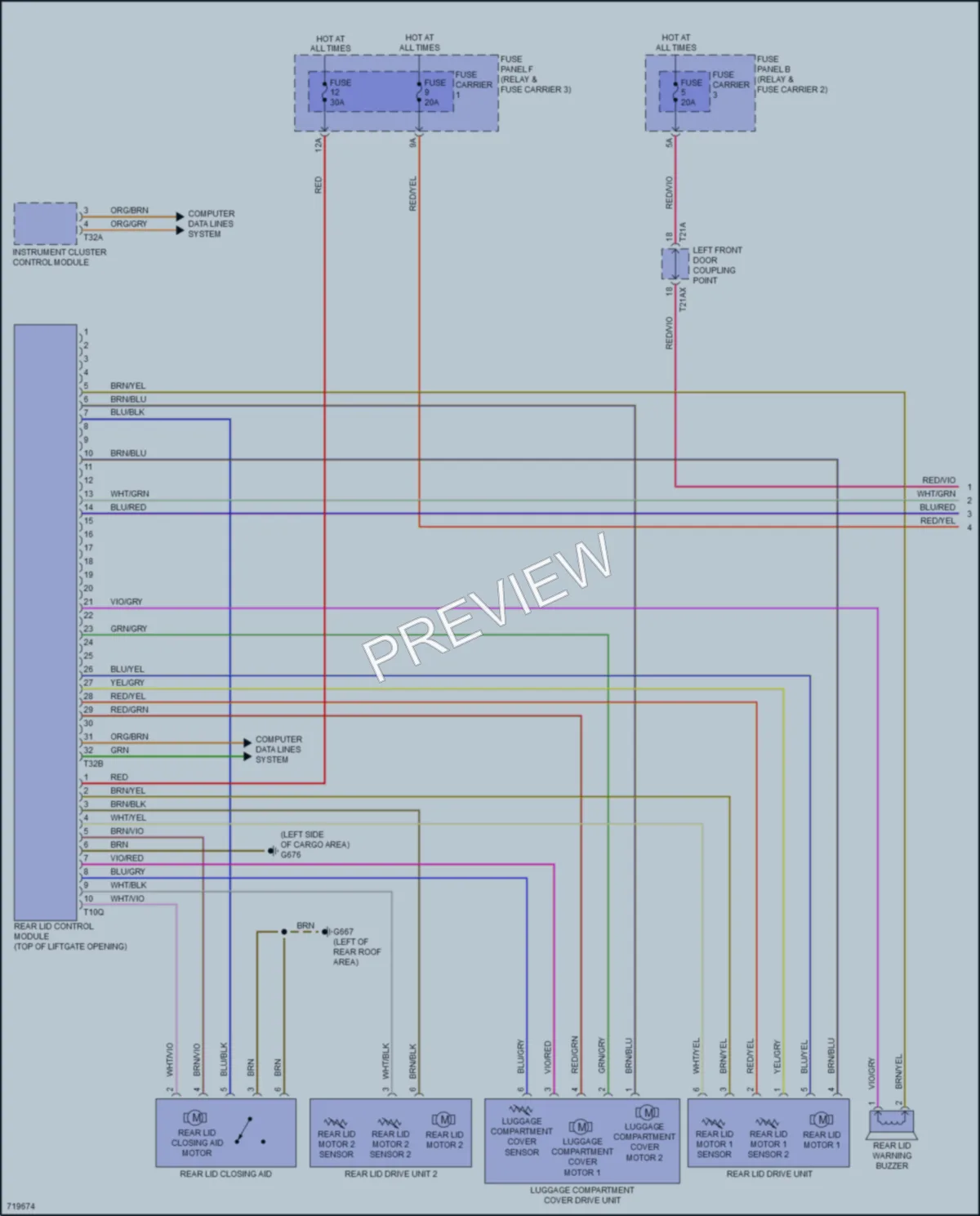2020 Audi SQ7 Trunk Tailgate Fuel Door wiring diagram preview