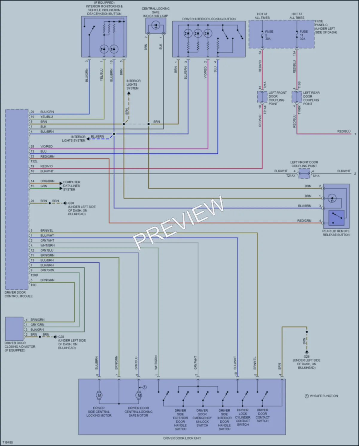 2020 Audi SQ8 Power Door Locks wiring diagram preview