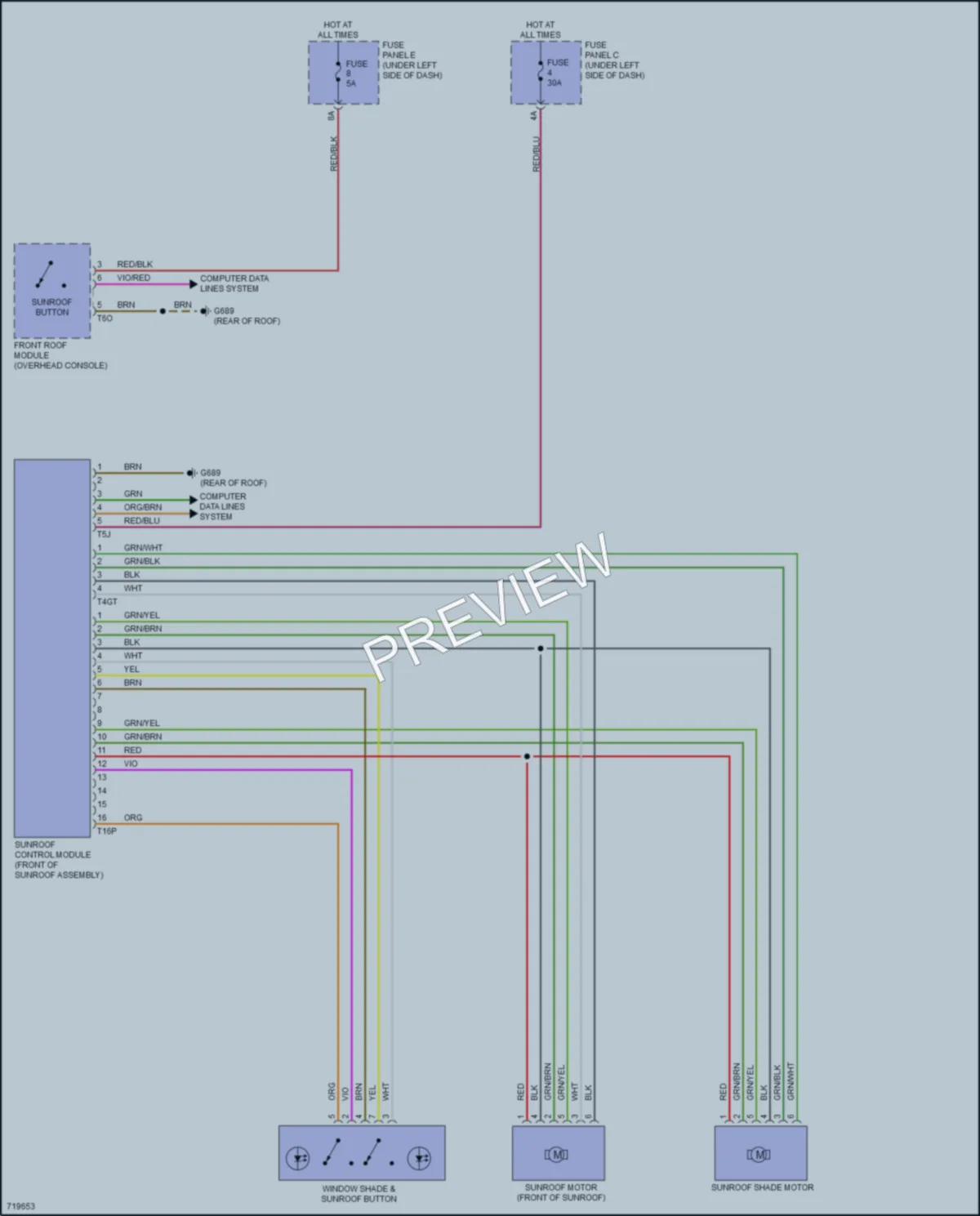 2020 Audi SQ8 Power Top Sunroof wiring diagram preview