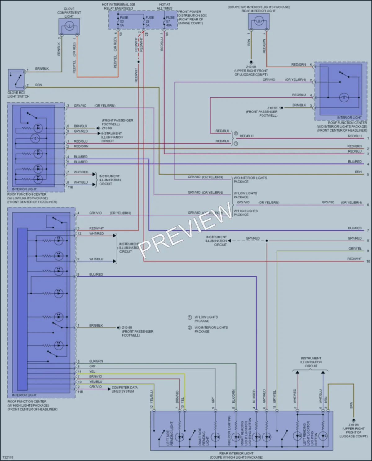 2020 BMW 230i Interior Lights wiring diagram preview