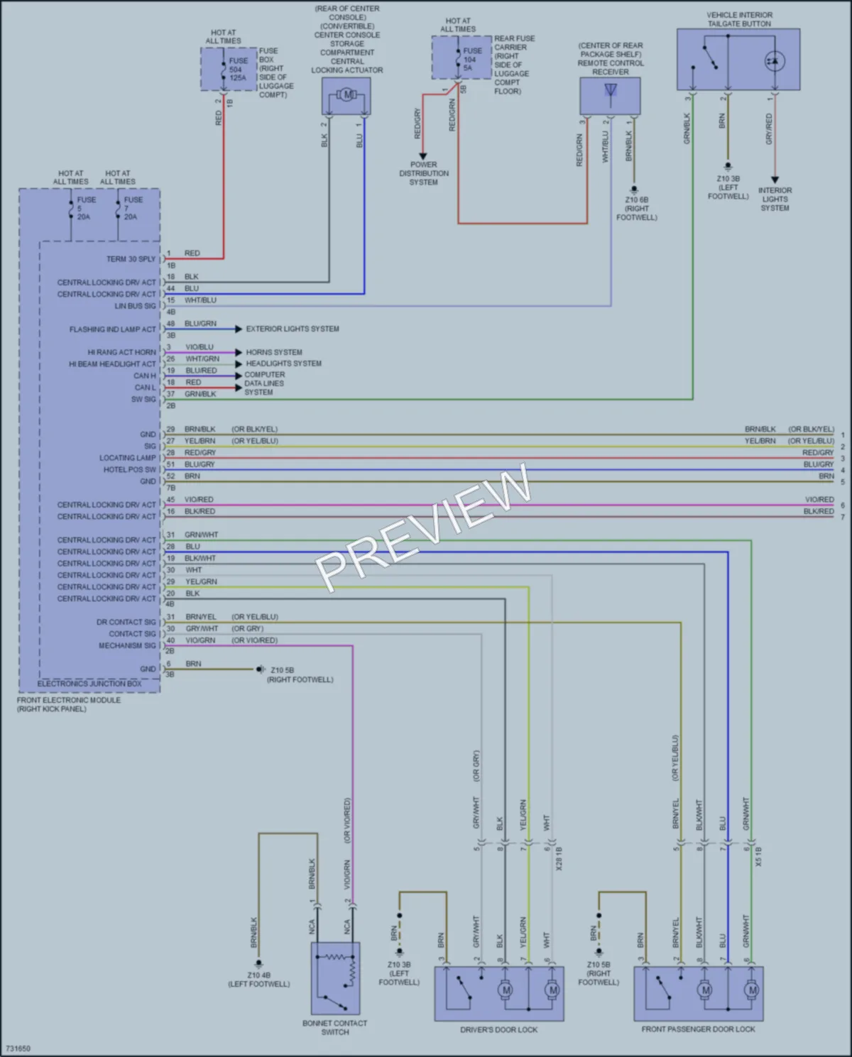 2020 BMW 440i Power Door Locks wiring diagram preview