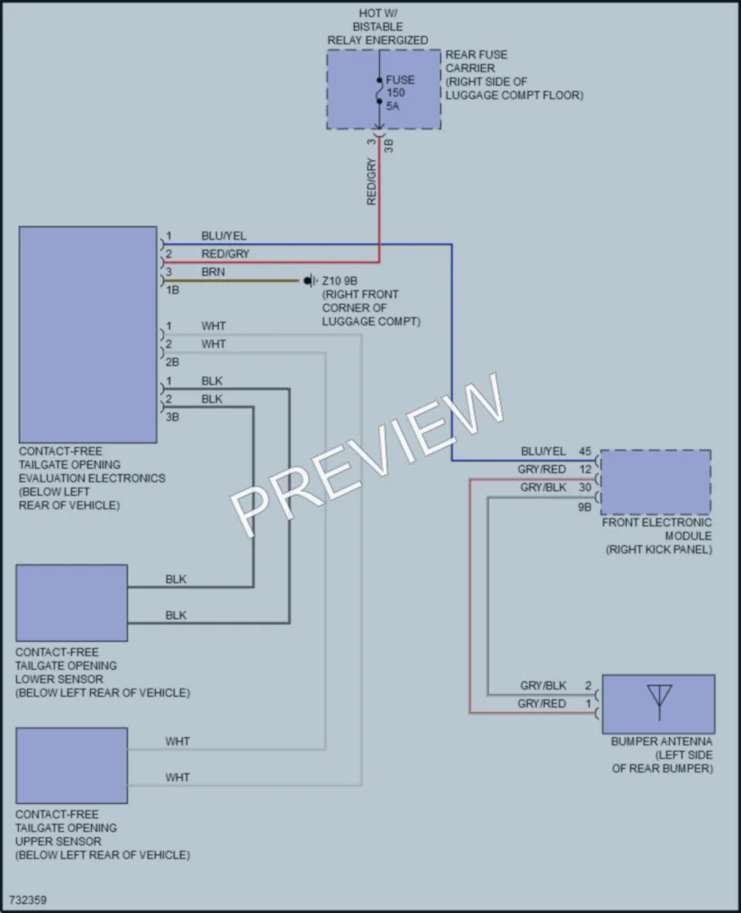 2020 BMW 440iGranCoupe Trunk Tailgate Fuel Door wiring diagram preview