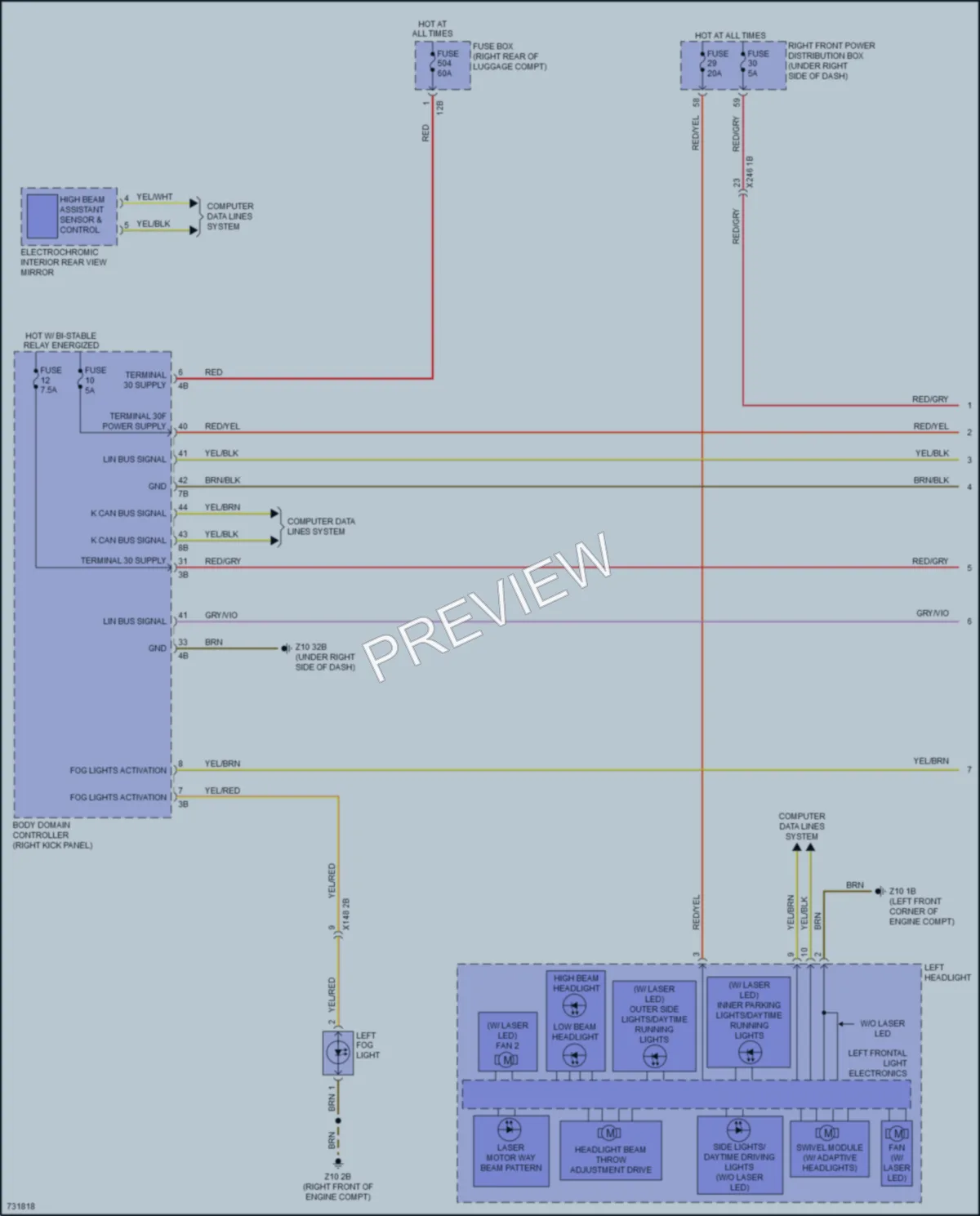 2020 BMW 540i Headlights wiring diagram preview