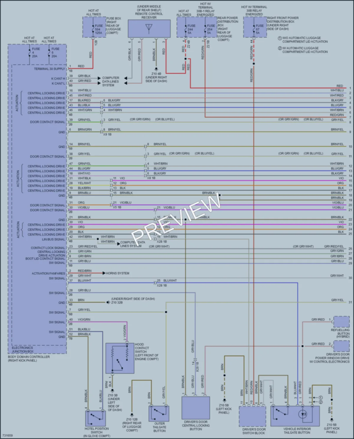 2020 BMW 540i Power Door Locks wiring diagram preview