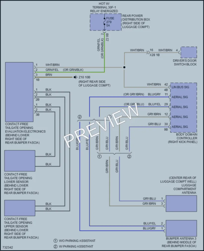 2020 BMW 750Li Trunk Tailgate Fuel Door wiring diagram preview