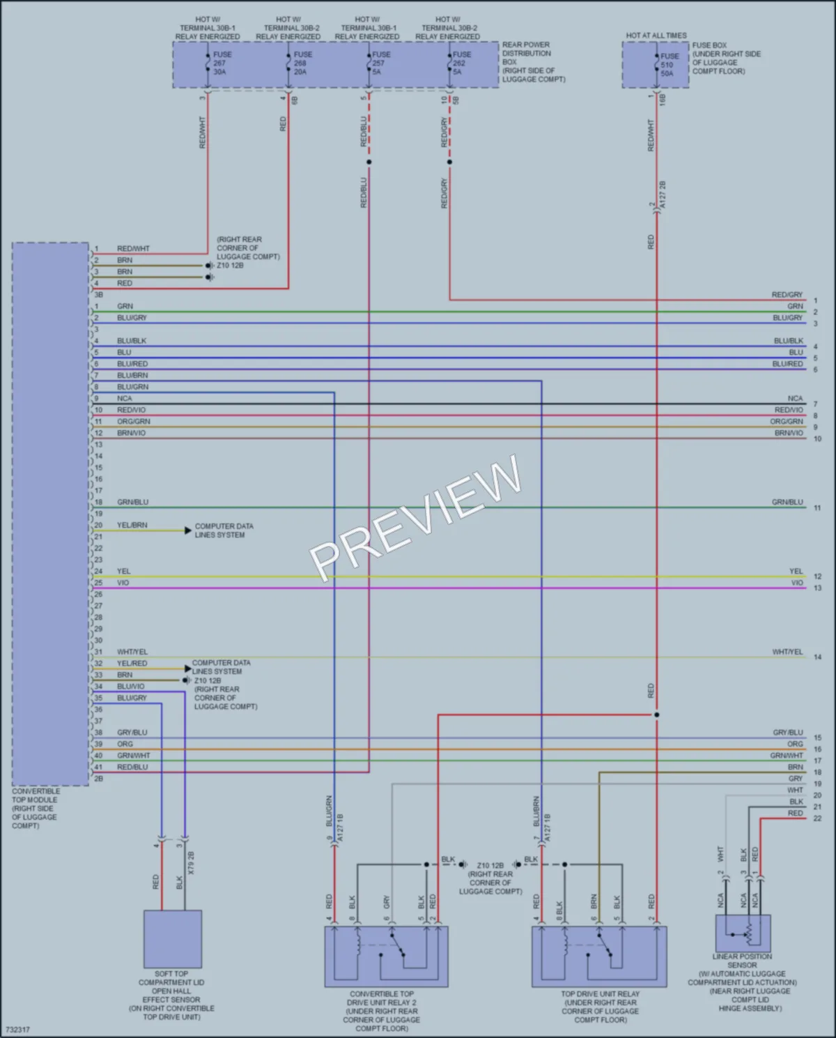 2020 BMW 840i Power Top Sunroof wiring diagram preview