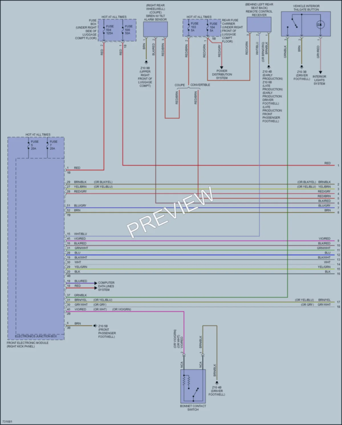 2020 BMW M240i Power Door Locks wiring diagram preview