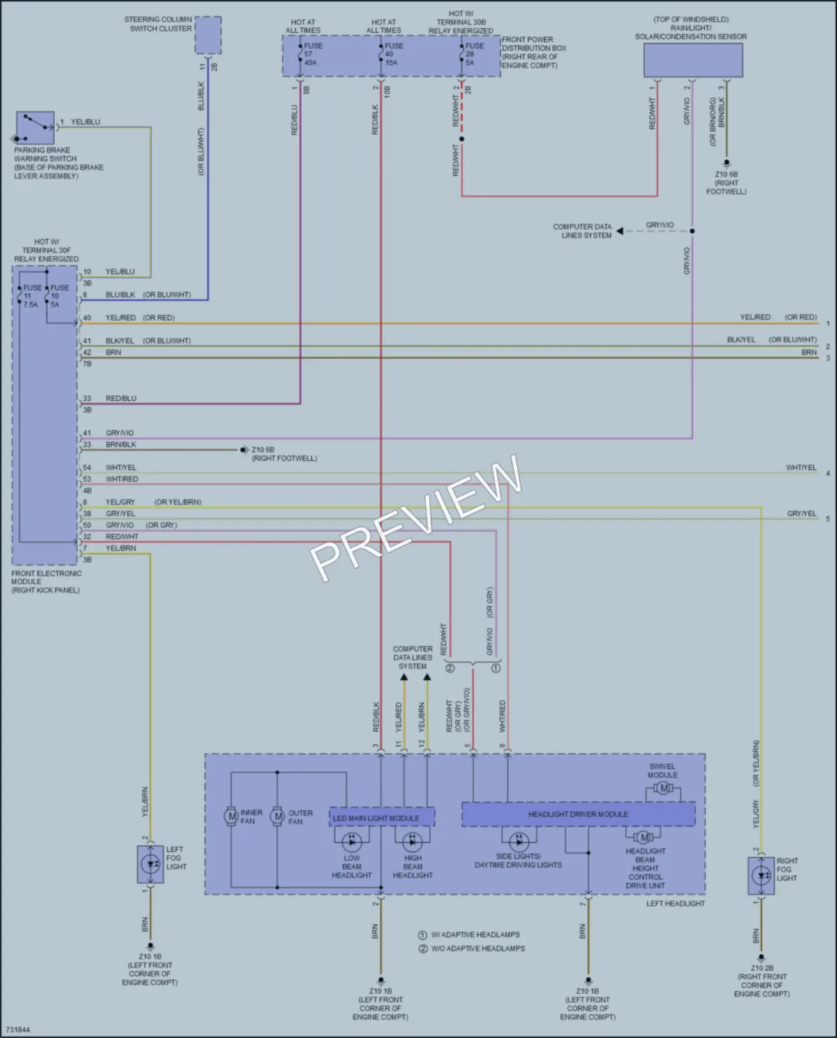 2020 BMW M4 Headlights wiring diagram preview