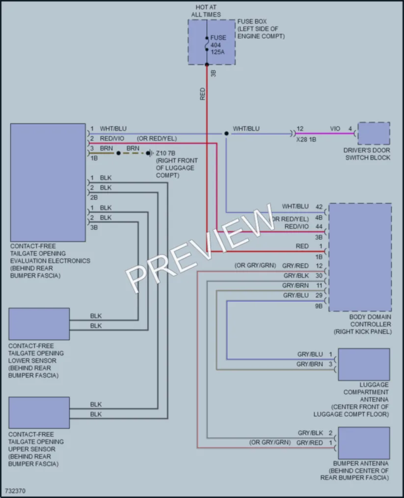 2020 BMW X1 Trunk Tailgate Fuel Door wiring diagram preview