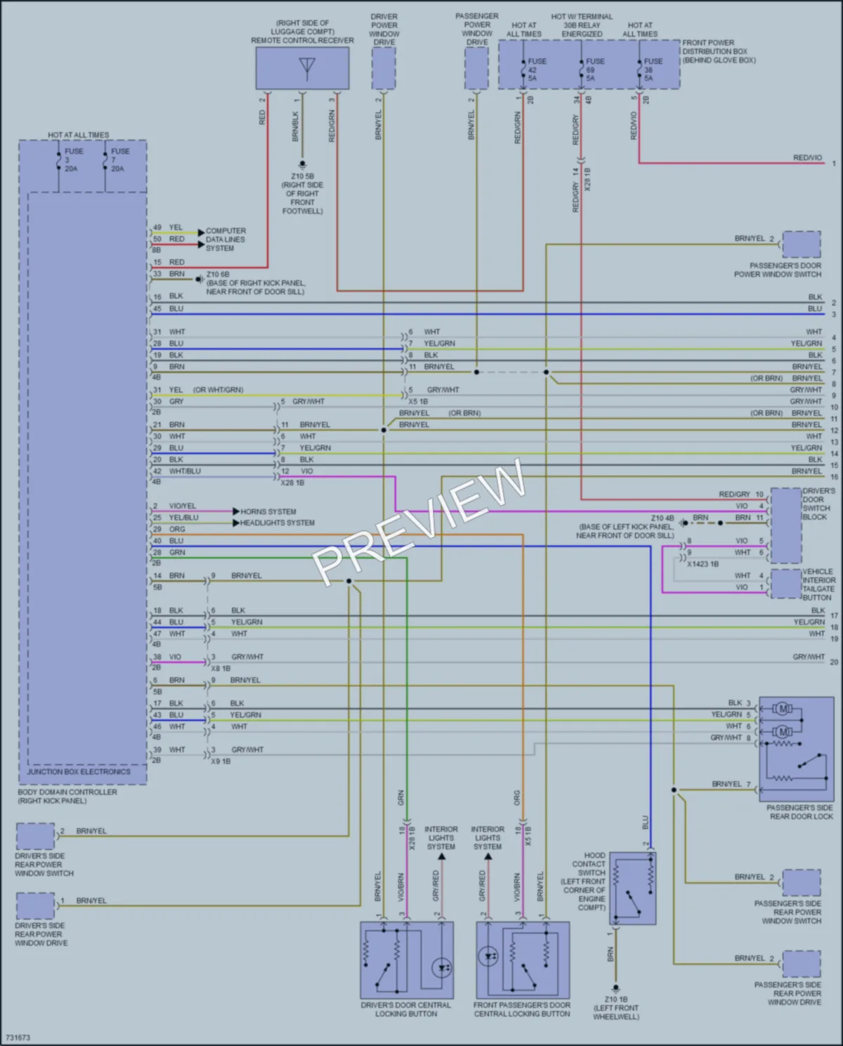 2020 BMW X2 Power Door Locks wiring diagram preview