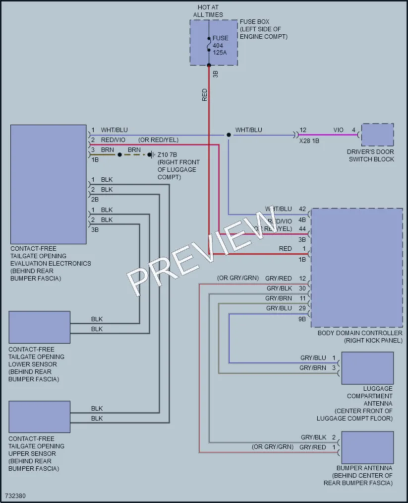 2020 BMW X2 Trunk Tailgate Fuel Door wiring diagram preview