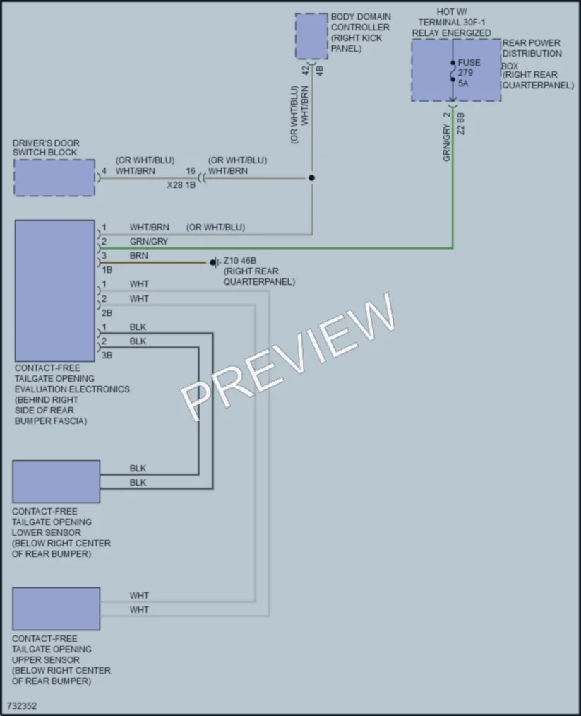 2020 BMW X4 Trunk Tailgate Fuel Door wiring diagram preview