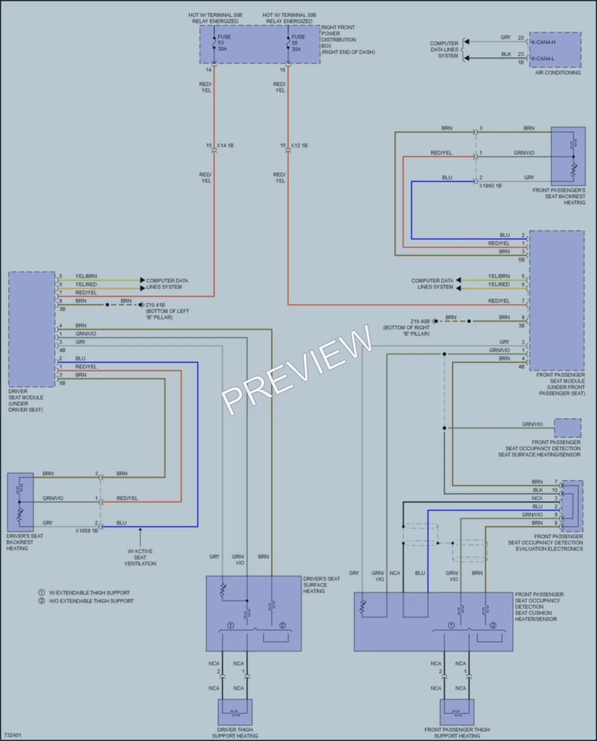 2020 BMW X4M Power Seats wiring diagram preview