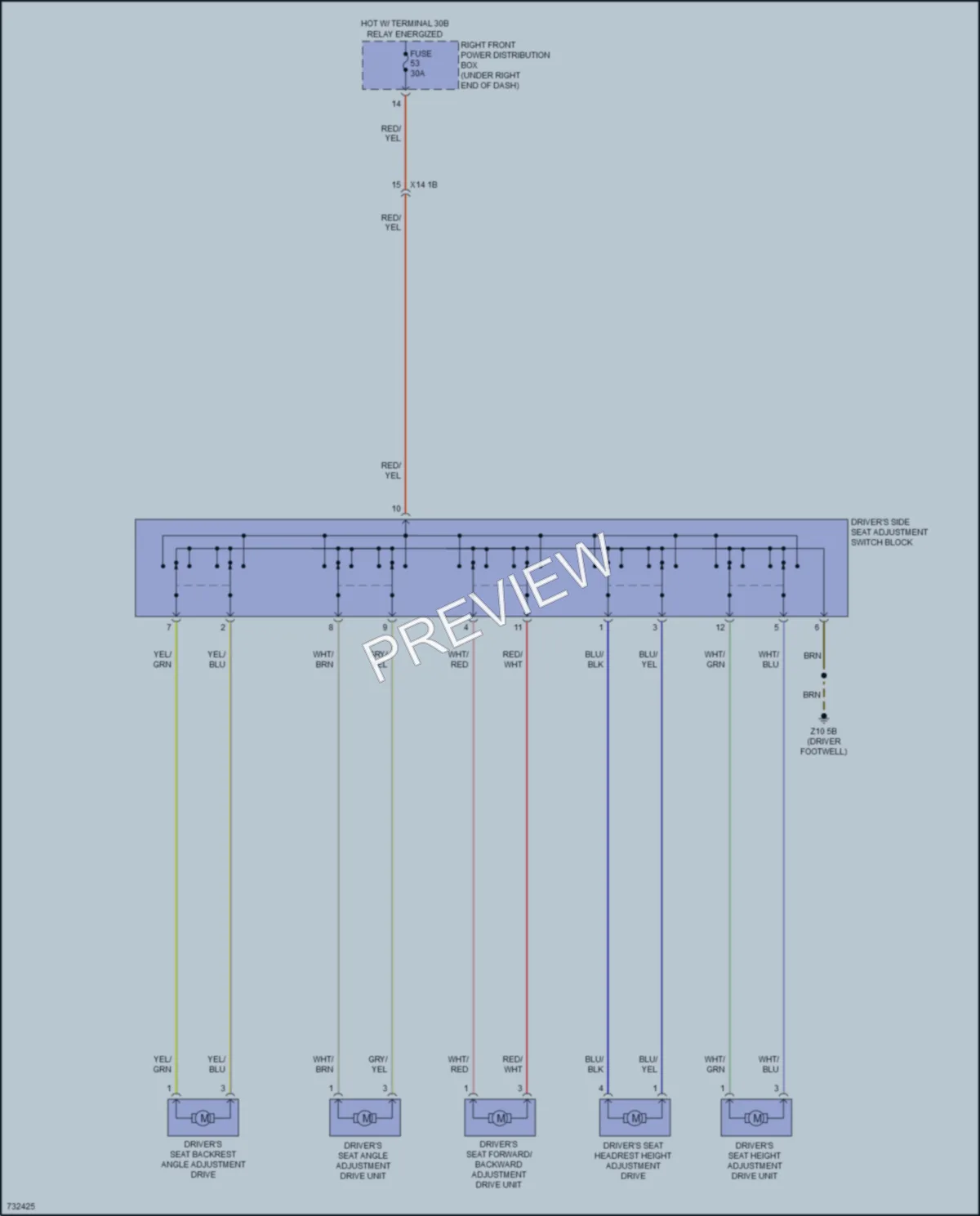 2020 BMW X6M Power Seats wiring diagram preview