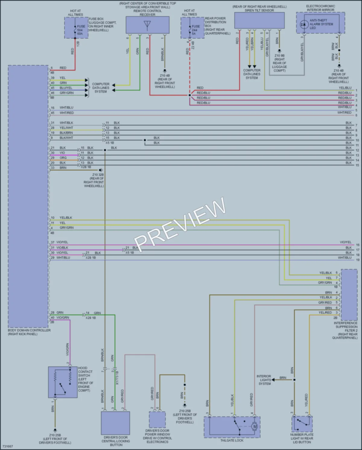 2020 BMW Z4 Power Door Locks wiring diagram preview