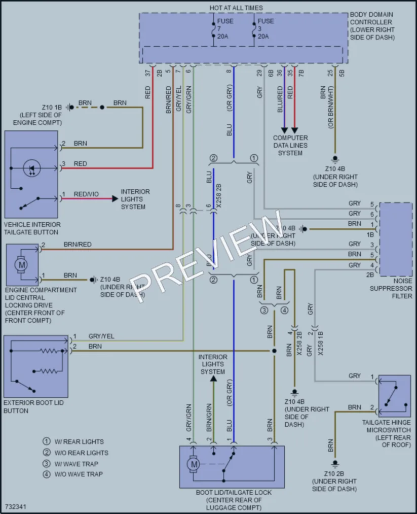 2020 BMW S Trunk Tailgate Fuel Door wiring diagram preview