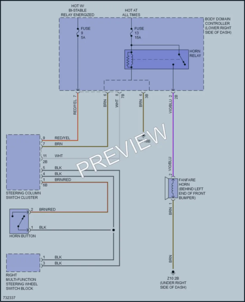 2020 BMW S Horn wiring diagram preview