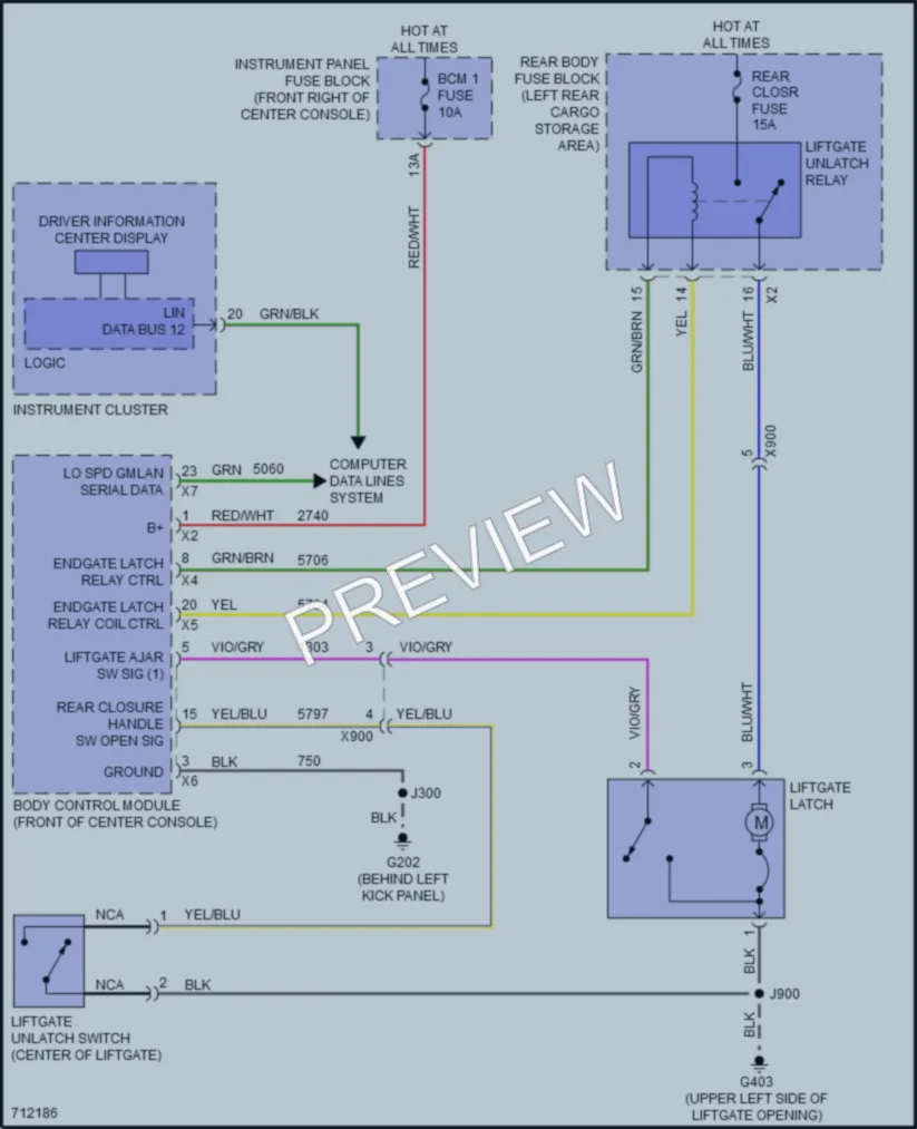 2020 Buick Enclave Trunk Tailgate Fuel Door wiring diagram preview