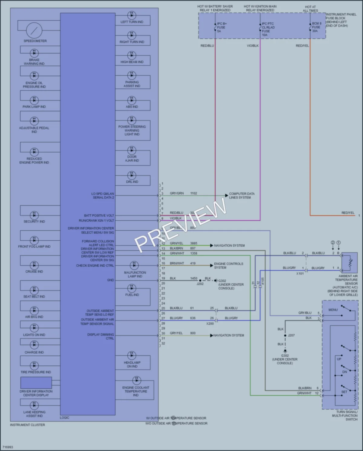 2020 Buick Encore Instrument Cluster wiring diagram preview