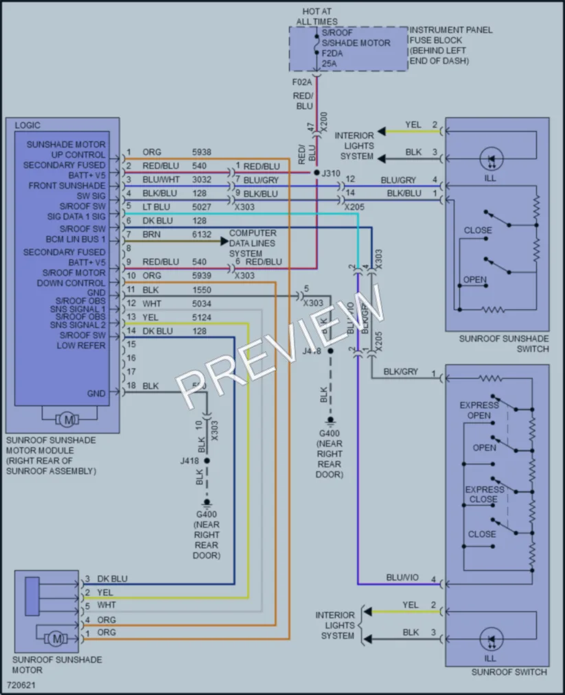 2020 Buick EncoreGX Power Top Sunroof wiring diagram preview