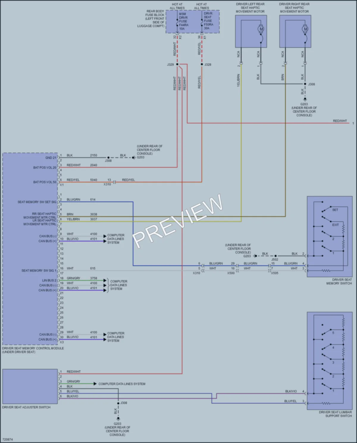 2020 Cadillac CT4 Memory Systems wiring diagram preview