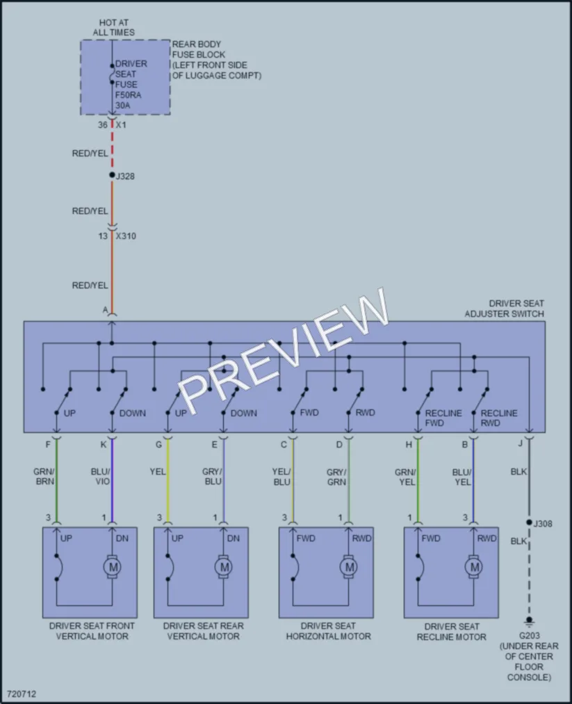 2020 Cadillac CT4V Power Seats wiring diagram preview