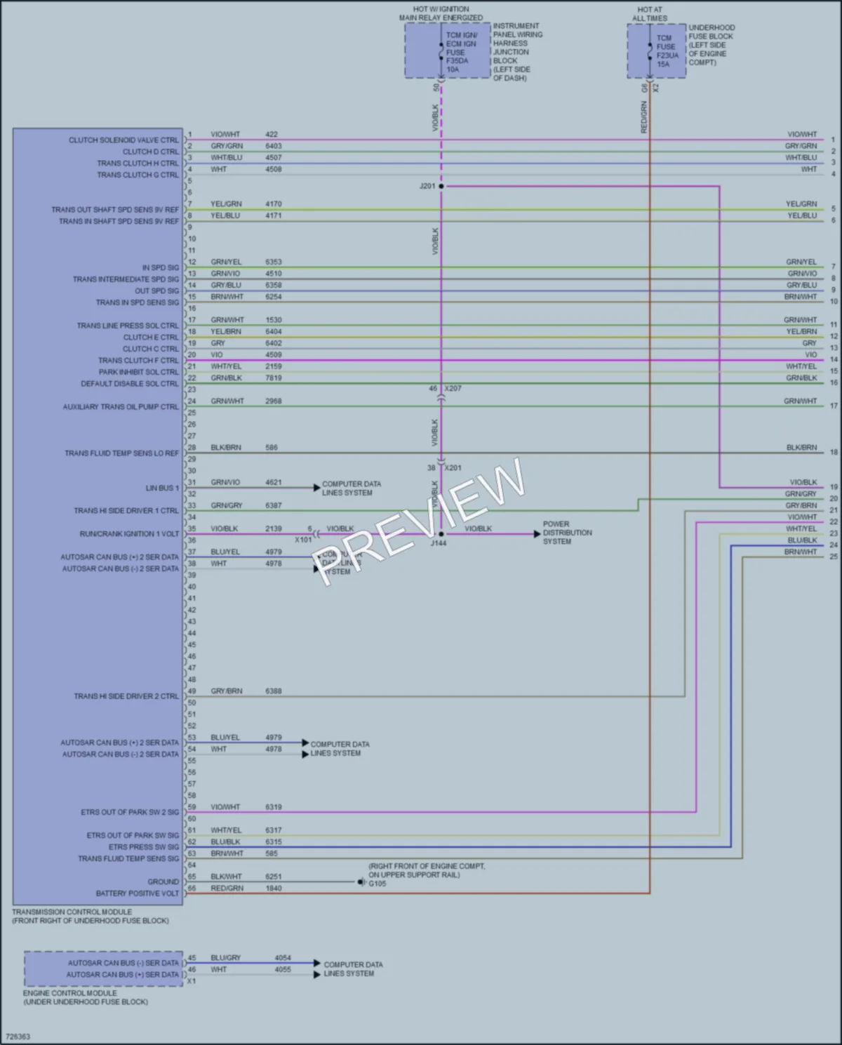 2020 Cadillac CT4V Transmission wiring diagram preview