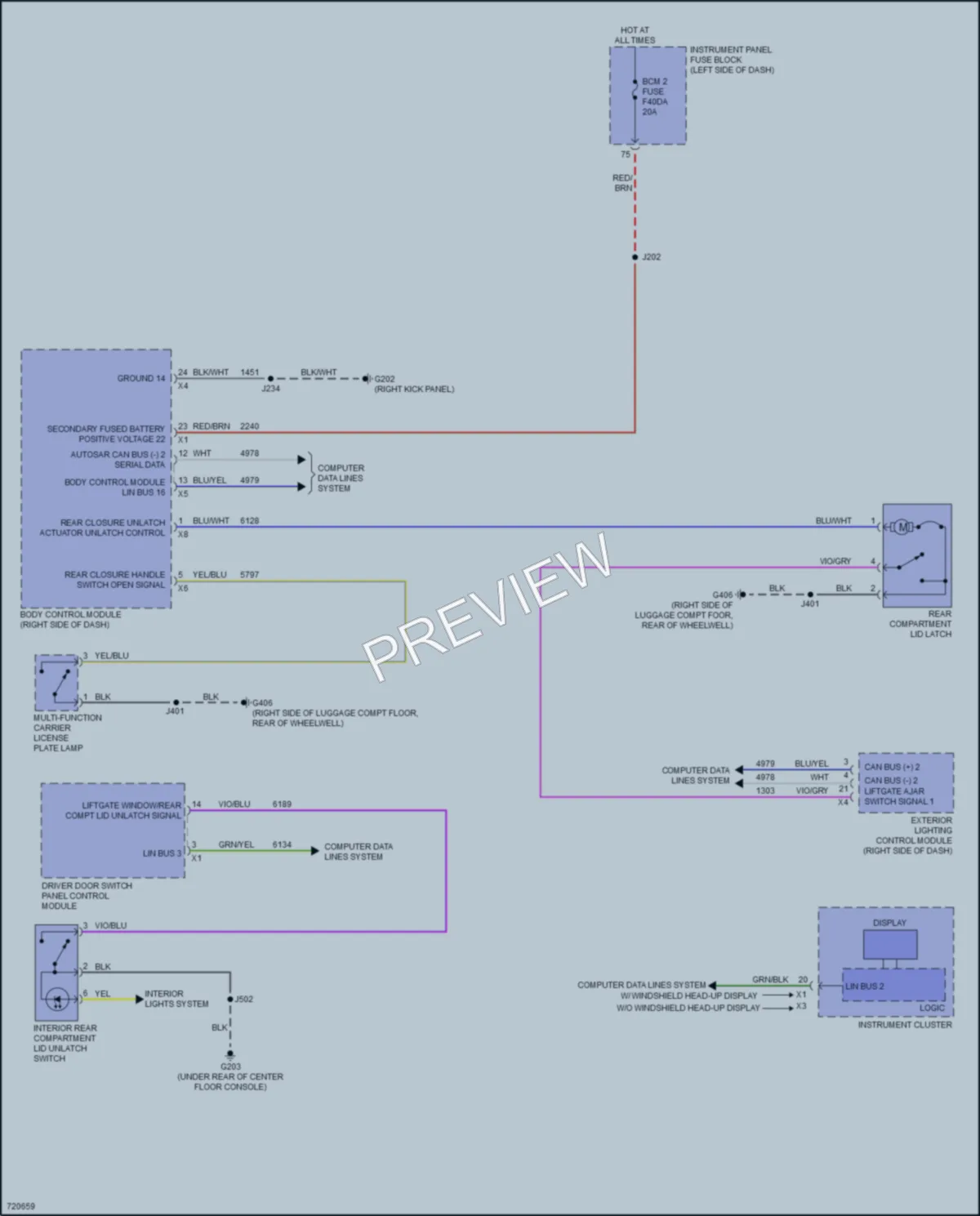 2020 Cadillac CT4V Trunk Tailgate Fuel Door wiring diagram preview