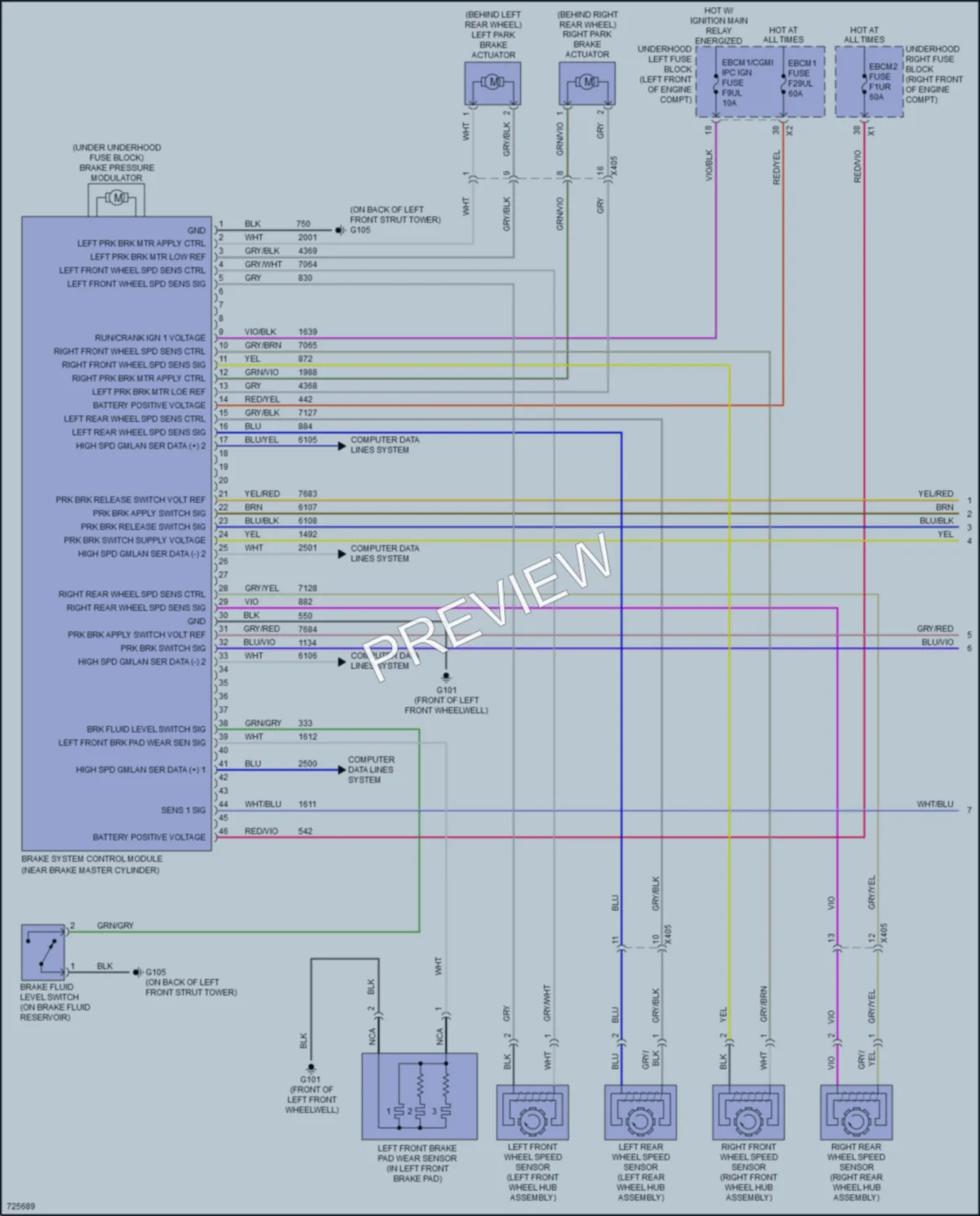 2020 Cadillac CT6V Anti Lock Brakes wiring diagram preview
