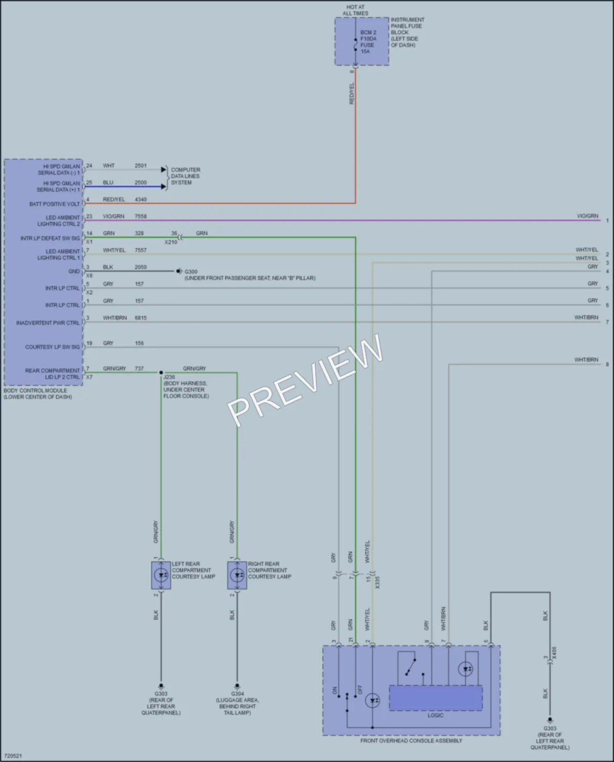 2020 Cadillac XT4 Interior Lights wiring diagram preview