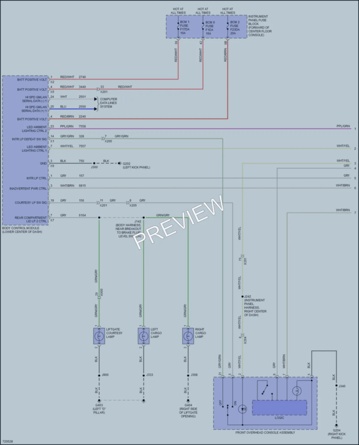 2020 Cadillac XT5 Interior Lights wiring diagram preview