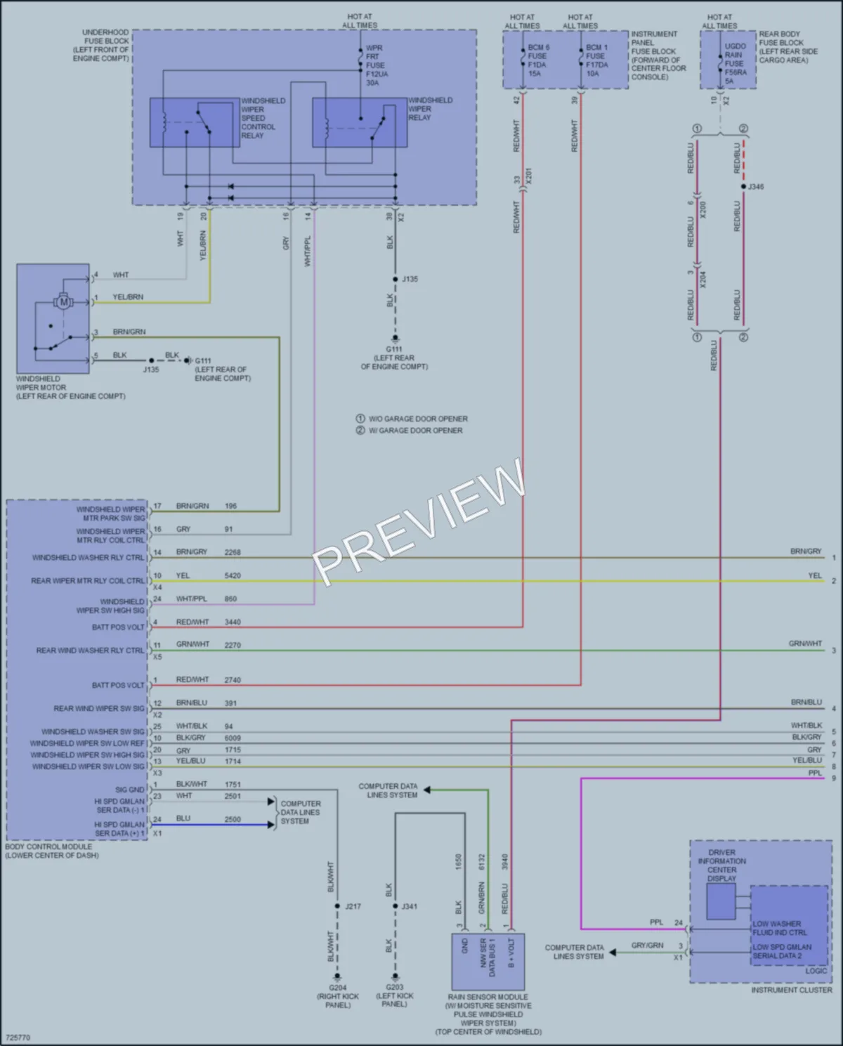 2020 Cadillac XT5 Wiper Washer wiring diagram preview