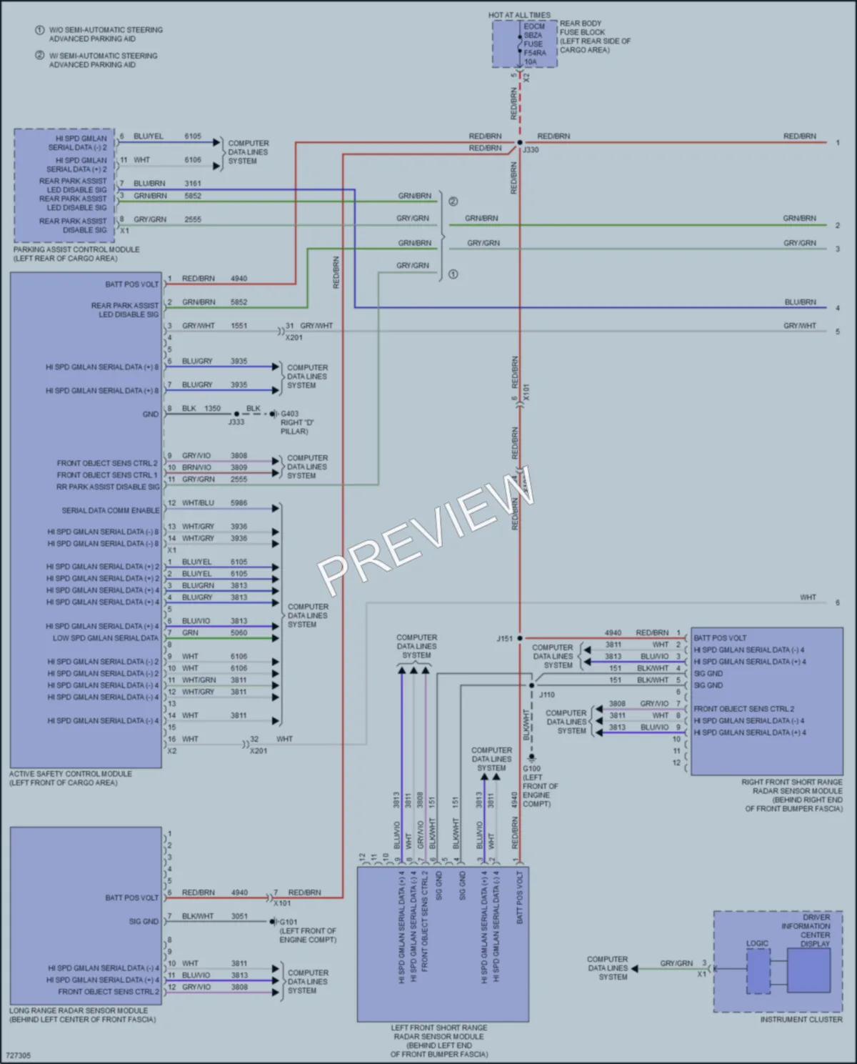 2020 Cadillac XT6 Instrument Cluster wiring diagram preview