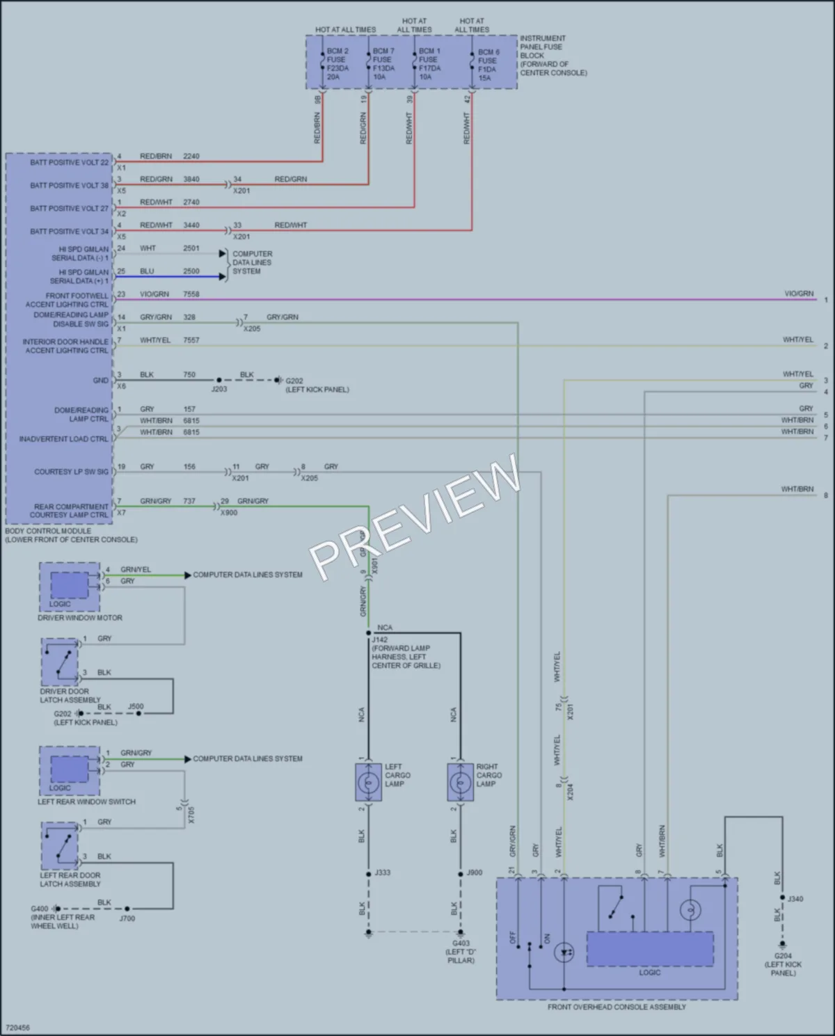 2020 Cadillac XT6 Interior Lights wiring diagram preview