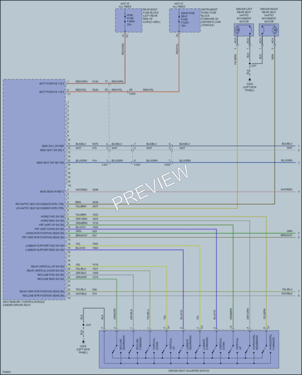 2020 Cadillac XT6 Memory Systems wiring diagram preview