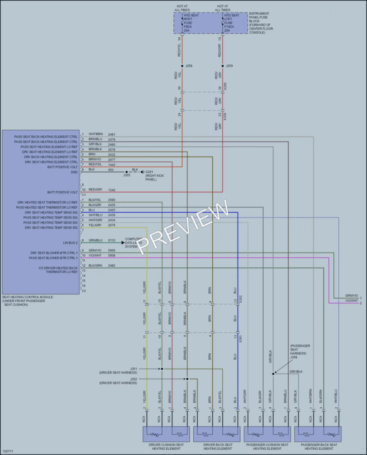 2020 Cadillac XT6 Power Seats wiring diagram preview